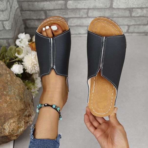 comfortable Slope Heel Slippers, Simple Large Size, 2024 New Sandals Fit_vogvips.com