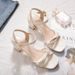 Sandals Female Versatile Student Medium Heel Thick Heel One-word Buckle Fairy Style Skirt Shoes_vogvips.com