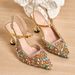 Cross-border Foreign Trade High-end Wedding Party Women's Shoes, Summer Lace Stiletto Sandals, Rhinestone High-heeled_vogvips.com