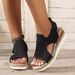 Summer New Wedge Sandals, Large Size, Popular On Amazon, Fly-knit Mesh Peep-toe Women's High Heels Wholesale_vogvips.com