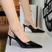 1859-AK109 European And American Style Party High Heels Pointed Toe Shallow Mouth Single For Women With Pearl Backless_vogvips.com