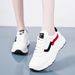 Women's Casual Sports Shoes For Spring And Autumn, Leather Upper With Color Blocking, Thick-soled Student Sneakers,_vogvips.com