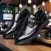Suitable For All Seasons New Autumn Business Formal Leather Men's Youth Versatile Trendy Fashion Brogue Slip-On Shoes_vogvips.com