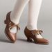 Cross-Border Foreign Trade Plus Size Fashion Single 2024 Hot-Selling Square Heel Lace-Up Small Leather Women's_vogvips.com