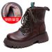 Top Layer Cowhide Martin Boots For Women, European Style, Platform Heel, Single Vintage Handmade, Versatile Mid-Heel_vogvips.com