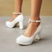 Women's High-heeled For Spring And Autumn, Round-toed Wedding Small 33 Bridesmaid Shoes, Large Size Waterproof Platform_vogvips.com