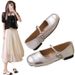 Square Toe, Shallow Mouth, Versatile Flat Bottomed Silver Mary Jane Single For Women 2025 New Summer French Style Dress,_vogvips.com