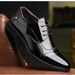 Plus New Size Leather With Pointed Toes For Men's Business Dress Shoes, Fashionable Baita Lace Up Wedding Shoes ,_vogvips.com