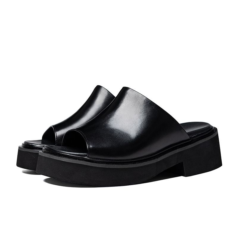 2024 Summer Men's Slides Man Slippers Genuine Leather Fashion Outdoors Non-slip Casual Shoes Beach Garden Sandals_vogvips.com