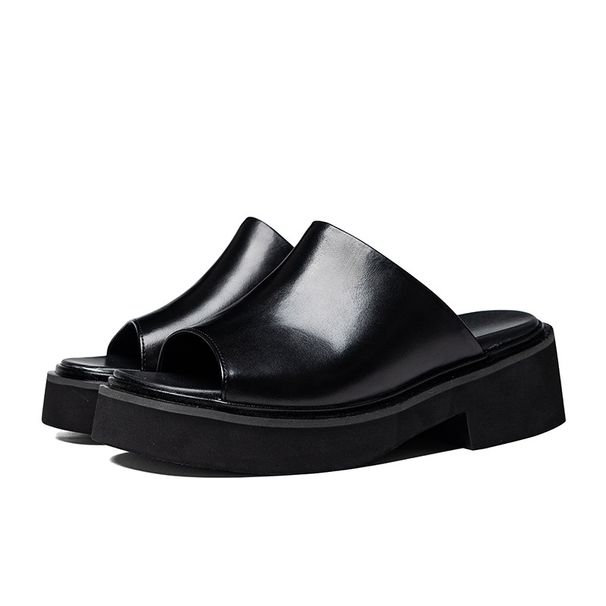 2024 Summer Men's Slides Man Slippers Genuine Leather Fashion Outdoors Non-slip Casual Shoes Beach Garden Sandals_vogvips.com