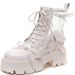 Perforated Martin For Women, Summer Thin Breathable Thick-Soled Mesh 2024 New British Style Lace-Up Short Bo, Cool_vogvips.com