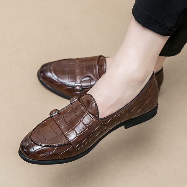 Spring British Style Business Formal Leather For Men Buckle Monk Groom Wedding European And American Fashion Slip-On_vogvips.com