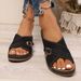 Women's plus Size Wedge Sandals Summer European American Style Open Toe Thick Sole Cross Buckle One Strap Slippers_vogvips.com