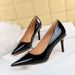 9611-A2 Fashion Sexy Women's Shoes Thin High Heel Lacquer Leather Shallow Mouth Pointed Metal Bead Riveted Single Shoe_vogvips.com
