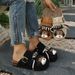 Fashionable Cartoon Animal Pattern Thick-soled Baotou Slippers Spring Summer New Women's Buckle Casual Outdoor Slip-on Slippers_vogvips.com