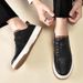 Little White Shoes Men's Two-layer Cowhide Men's Board Shoes Casual Shoes Men's Breathable Lace-up Low-top_vogvips.com