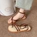 Cross-border 2025 New Model Women's Summer Slip-on Outdoor Wear, Flat Roman Sandals, One-strap Thong Sandals For Women,_vogvips.com