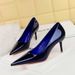 Patent Leather High Heels Women's Shoes Thin Heels Shallow Mouth Pointed Commuter High Heels Single Shoes_vogvips.com