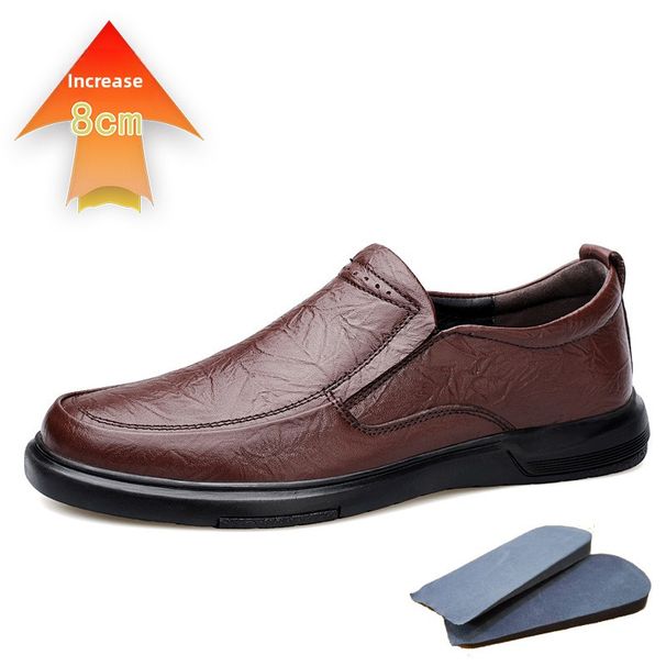 Inner Height Increase Men's Casual Leather Shoes With Cotton Thermal Foot Cover Hole Shoes Staff Men's Shoes_vogvips.com