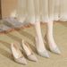 Champagne French Niche High Heels For Women, Stiletto Pointed Toe, Wedding Banquet Two-Way Wear, Sexy Large Size Crystal_vogvips.com