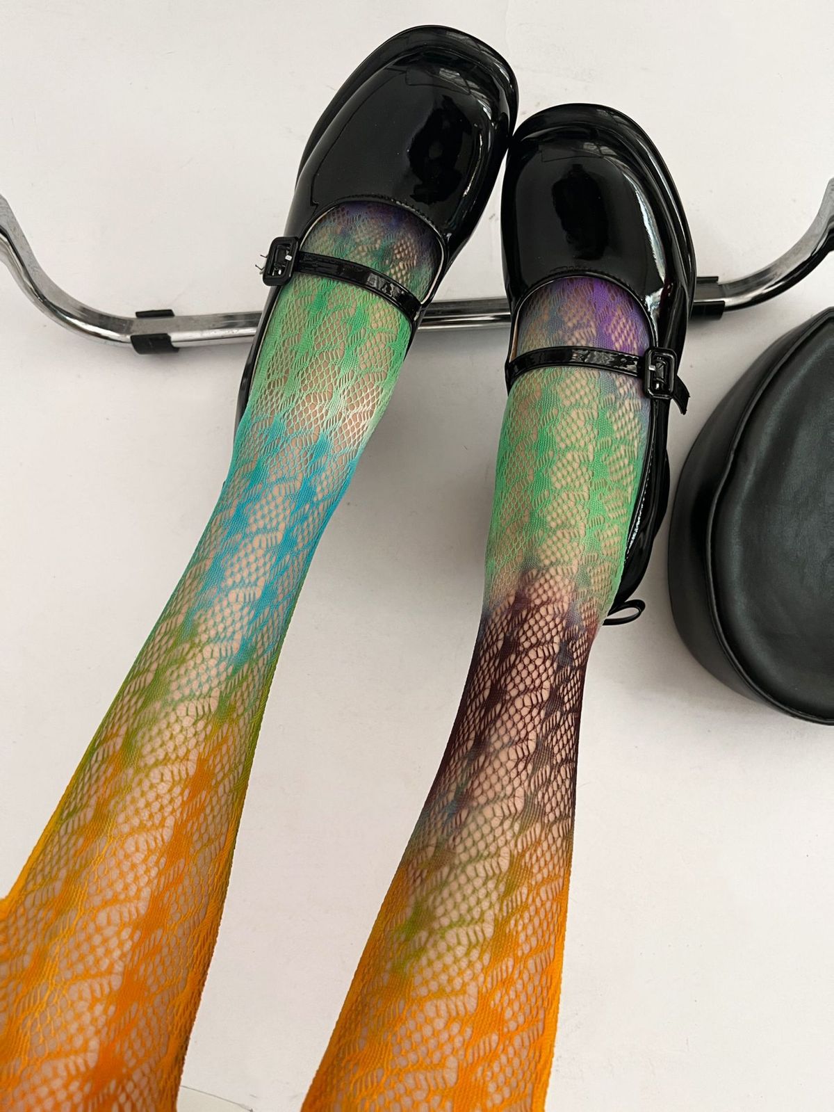 Silk Stockings Sweet Cool Color Rainbow Fishnet Stockings Personality Color Jacquard Fishnet Stockings Fashionable Gradient Personality Pantyhose_vogvips.com