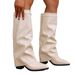 Women's High Heeled Fashion Boots Pleated Chunky Heel Plus Size High Top British Style_vogvips.com