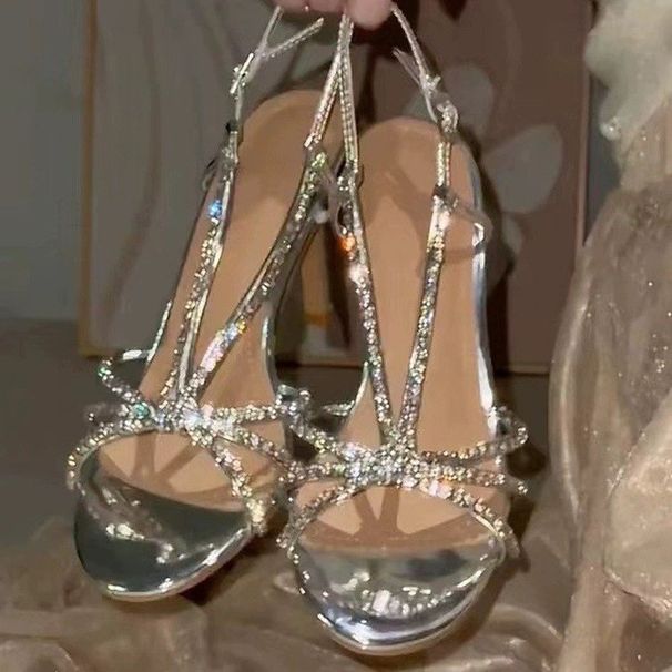 2025 New Sandals Round Rhinestone High Heel Stiletto Strap Sexy Silver French Open Toe Women's Shoes_vogvips.com