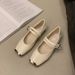 French Metal Square Head Shallow Mouth Single Shoes Women's Retro Word With Mary Jane Soft-soled Small Leather Shoes_vogvips.com