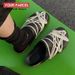 YOUR PARCEL Original Summer New Dark Style Sandals For Men Painted Leather Cross Tie Design Birken Muller Casual Shoes_vogvips.com