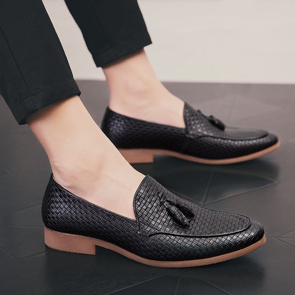 Euro Step Summer British Style Slip-On Tassel For Men Korean Version Height-Increasing Carved Brogue Men's Trendy Business Leather_vogvips.com