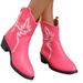 New Plus Size Women's 2025 Spring And Autumn Pointed Square Heel Mid Tube Car Stitching British Style Short Boots_vogvips.com