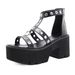 Women’s Shoes New Open Toe Metal Ring Hollow High Heeled Sandals Thick Soled Roman Shoes Trendy Height Enhancing Women's Shoes_vogvips.com