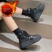 Northeast Snow For Women 2025 New Winter Fleece-Lined Thickened Warm Cotton Thick-Soled White Shoes Black Short Boots_vogvips.com
