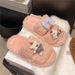 High-Value Cartoon Strap Dog One-Word Cotton Winter Outdoor Wear Resistant Non-Slip Furry Home Soft Sole Open-Toe_vogvips.com