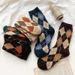 Mercury MERCURY 5Pairs Mens Medium Tubes Quality Plaid Diamond Pattern Argyle Geometric Haruku Combed Cotton Happy Colorful Striped_vogvips.com