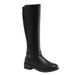 Women's Chunky Heel Round Toe Side Zipper Buckle Knee High Riding Boots In Black And Brown Side Zipper Buckle Knight Boots Women_vogvips.com