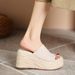 Women's New Summer Style Straw-woven Wedge Sandals, Versatile For Outdoor Wear, Thick-soled High-heeled Open-toe_vogvips.com