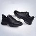 Cross-border Leather Spring New Men's Casual Shoes, Soft-soled Non-slip Sneakers, Black Lace-up_vogvips.com