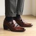 New Men's Shoes With A Casual And High-end Feel,Hollowed Out And Breathable Lightweight Block Leather Shoes,Comfortable Toe Cover,Mid Heel,All Seasons_vogvips.com