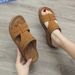 22 New Fashionable Personalized Shoes Large 44 Solid Color Thick Bottom Slippers Women's Sandals_vogvips.com