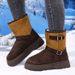 Grape Mom's Style, In Stock~ New Retro Motorcycle Buckle Round Toe Thick Sole Mid Calf Ankle Boots For Autumn And Winter Women_vogvips.com