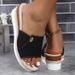 Plus-size Women's Canvas Slippers Wedged Rope Thick Soled Denim Flip-flops_vogvips.com