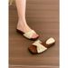 Women's Chunky Wedge Beach Sandals - French-Inspired Braided Flat Slide Sandals For Summer Woven Strap Sandals Summer Outdoor Wear Flip Flops_vogvips.com