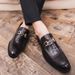 Euro Step Brogue Autumn Casual Korean Pointed Toe Fashion Men's British Style Hairdresser Leather Slip-On Trendy Shoes For Men_vogvips.com
