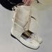 Sheepskin Version ~ Korean Style Niche Square Toe Bow Genuine Leather French Mary Jane Flat Shoes Women's Short Boots_vogvips.com