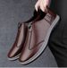 Men's Shoes Breathable Hand Scratch Business Casual Leather Shoes Soft Sole Soft Surface Board Shoes Driving Shoes Doudou Shoes_vogvips.com