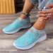 Large Size Spring Breathable Sports And Leisure Rhinestone Rainbow Shiny Flying Woven, Thick Soled Running Women's_vogvips.com