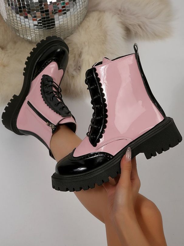 Winter Women's Color Block Short Boots British Style Plus Size Platform Martin Boots European And American Style In Stock_vogvips.com