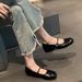 Grape Mom Summer New Round Toe Shallow Mouth Silver Small Leather Flat Platform Hidden Wedge Soft Sole Mary Jane Single_vogvips.com