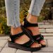 New Summer Women's Slope Heel Thick Sole Casual Solid Color Velcro One Line Sandals_vogvips.com